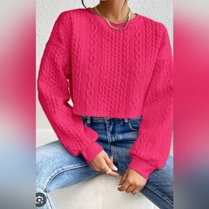 Calvin Klein Collection Fuchsia Cable Knit Sweater